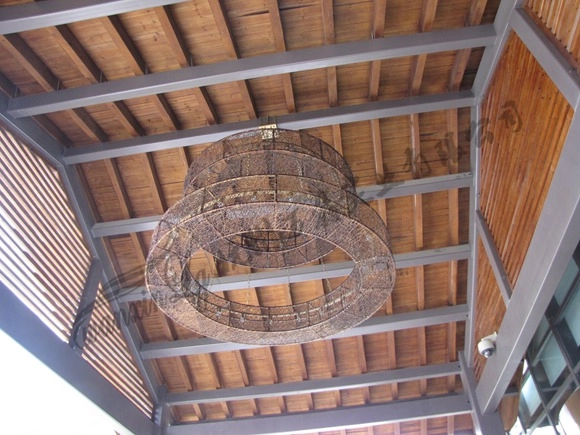 酒店户外走廊大型铁艺吊灯