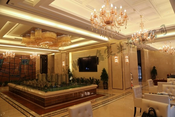 绍兴 · 勤业 · 镜悦府 售楼处 定制大型灯具 走道水晶吊灯